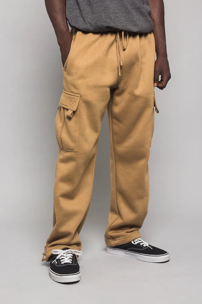 Men's Solid Fleece Heavyweight Cargo Sweat Pants