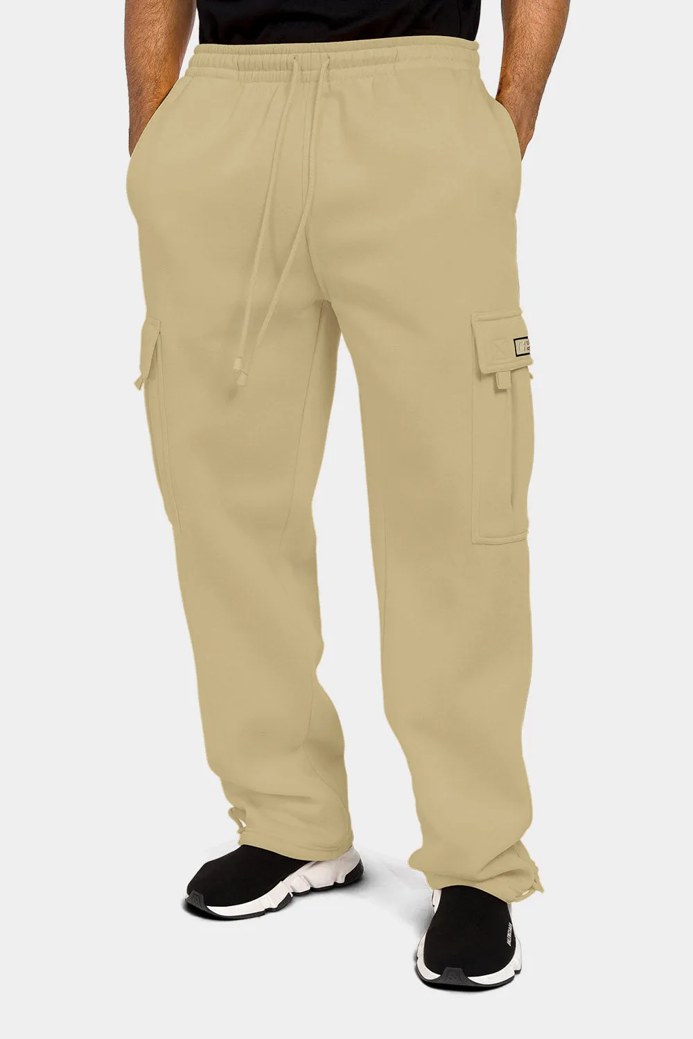 Men's Solid Fleece Heavyweight Cargo Sweat Pants