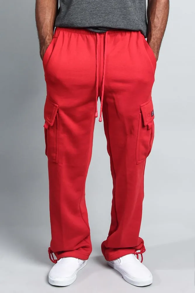 Men's Solid Fleece Heavyweight Cargo Sweat Pants