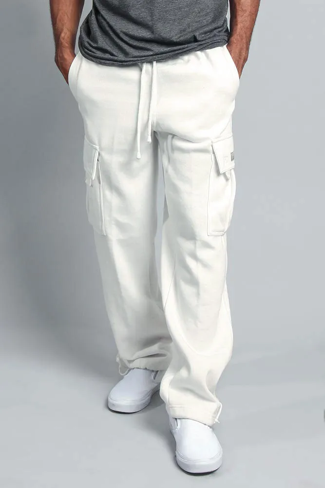 Men's Solid Fleece Heavyweight Cargo Sweat Pants