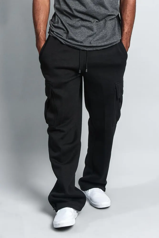 Men's Solid Fleece Heavyweight Cargo Sweat Pants