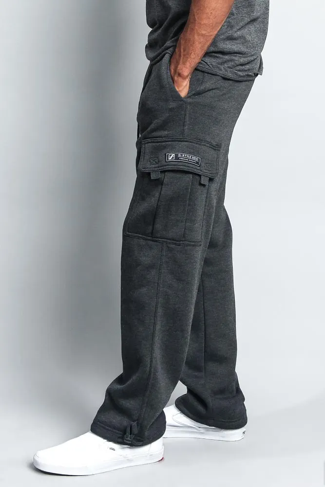 Men's Solid Fleece Heavyweight Cargo Sweat Pants