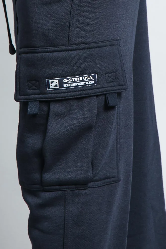 Men's Solid Fleece Heavyweight Cargo Sweat Pants