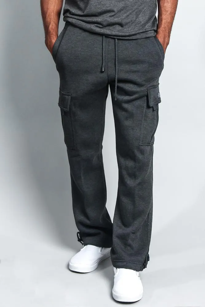 Men's Solid Fleece Heavyweight Cargo Sweat Pants