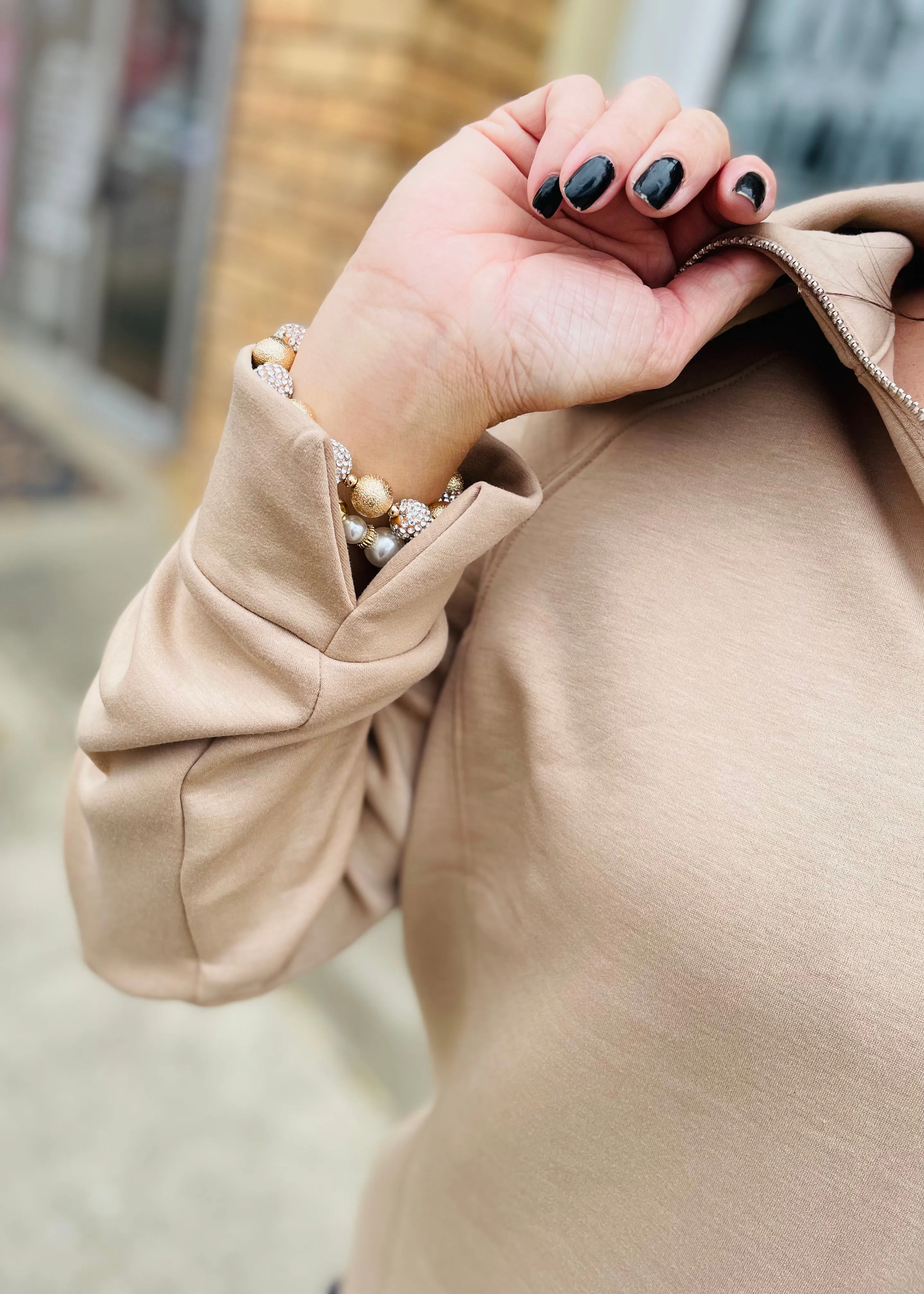 Mocha Hamptons Quarter Zip Top