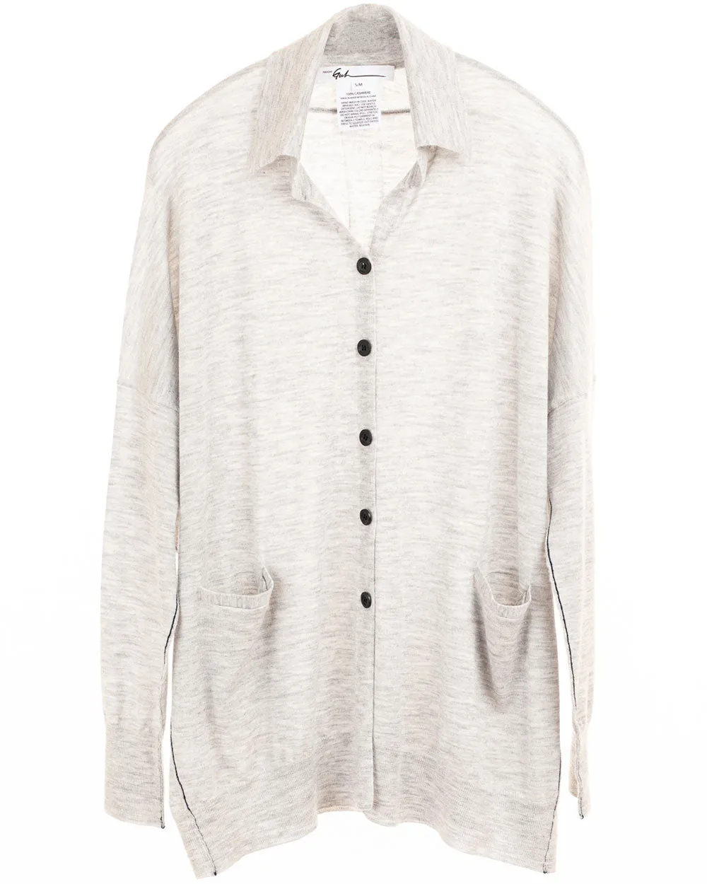 Pale Heather Grey Collared Cardigan