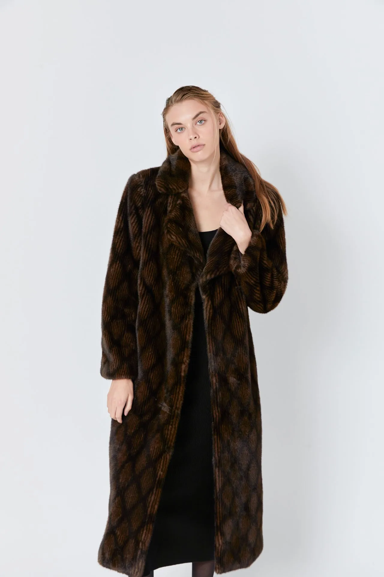 Patterned Fur Coat