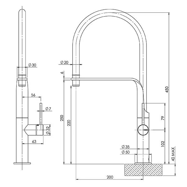 Phoenix Vido Flexible Hose Sink Mixer - Brushed Nickel