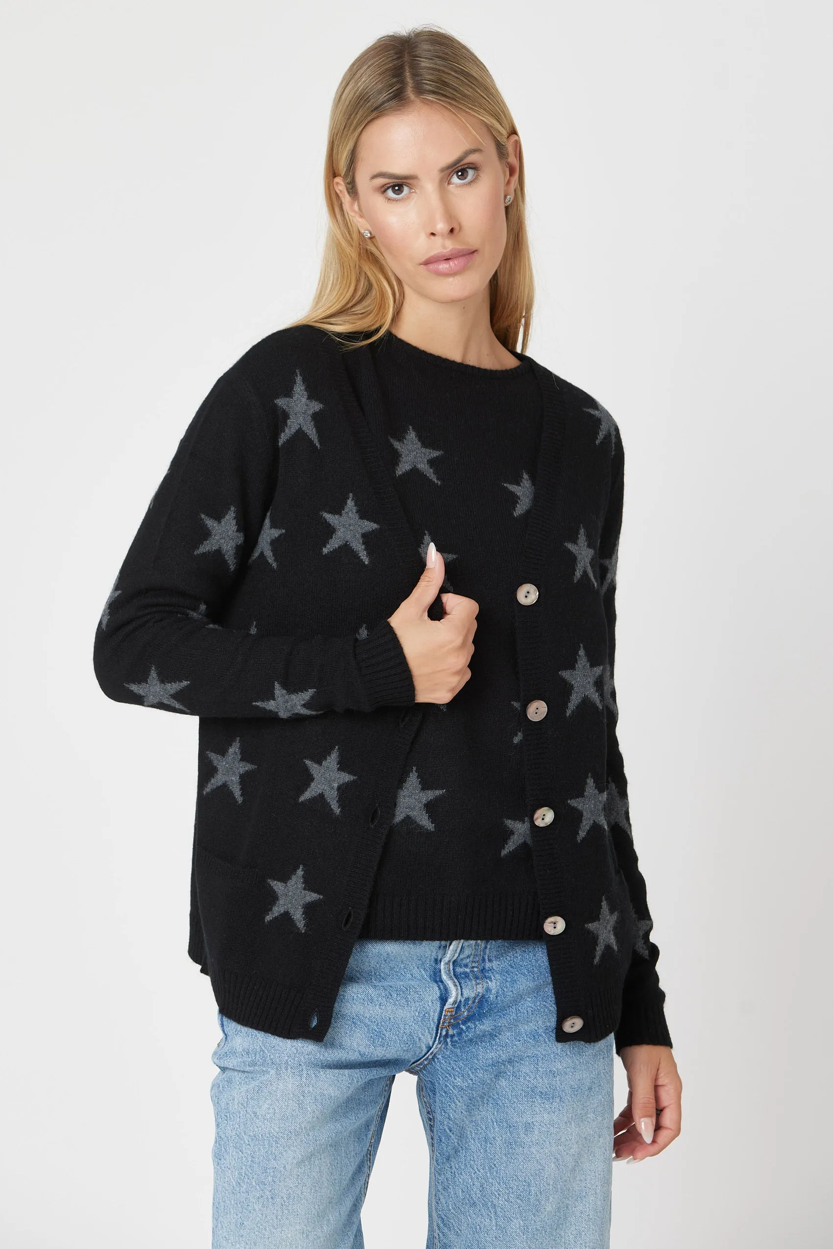 Relaxed Cashmere Star Cardigan