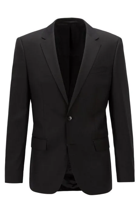 Slim-fit jacket in virgin wool - Black