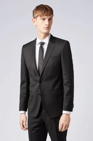 Slim-fit jacket in virgin wool - Black