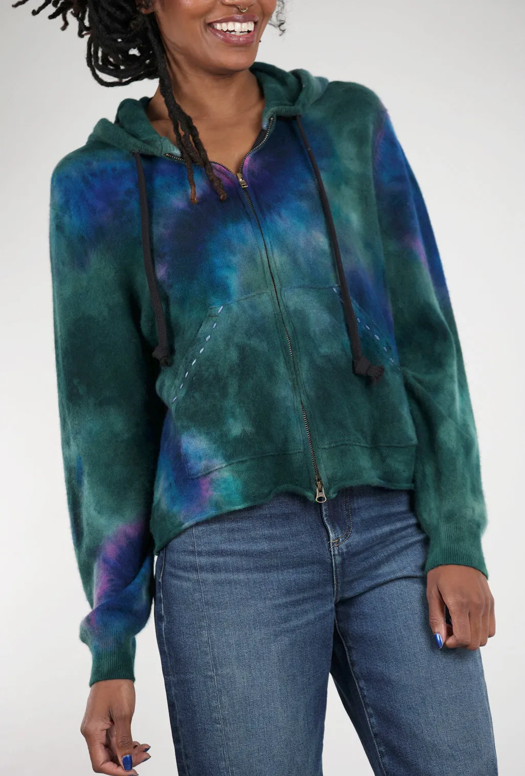 Spirograph Oversized Hoodie, Forest/Jewel