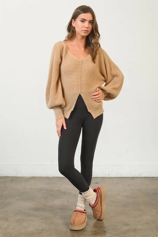 SPLIT FRONT SWEATER