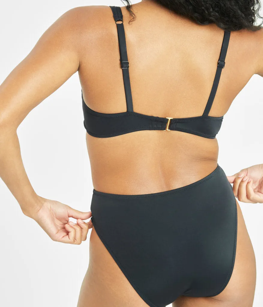 The Plunge Bralette & Bikini Swim Bundle: Jet Black