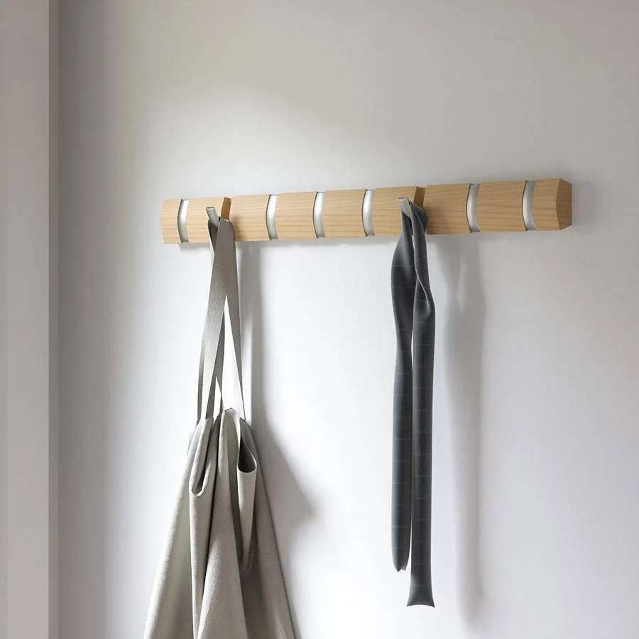 Wood Flip 8 Hook Coat Rack - Natural